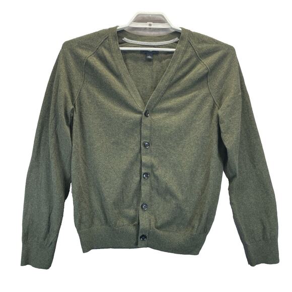 Banana Republic Unisex L/G Green Button Up Cardigan Cotton Sweater Grampa Core - Picture 1 of 7
